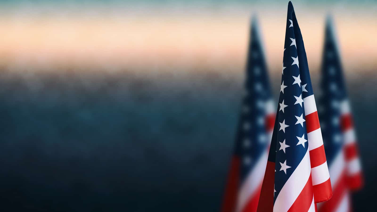 American flag background.