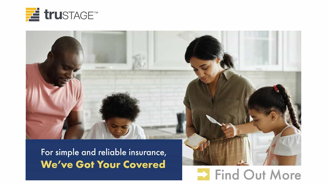 Image from TrueStage depicting a couple in the kitchen with their young daughter.