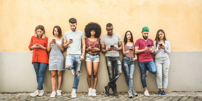 Friends using Phones