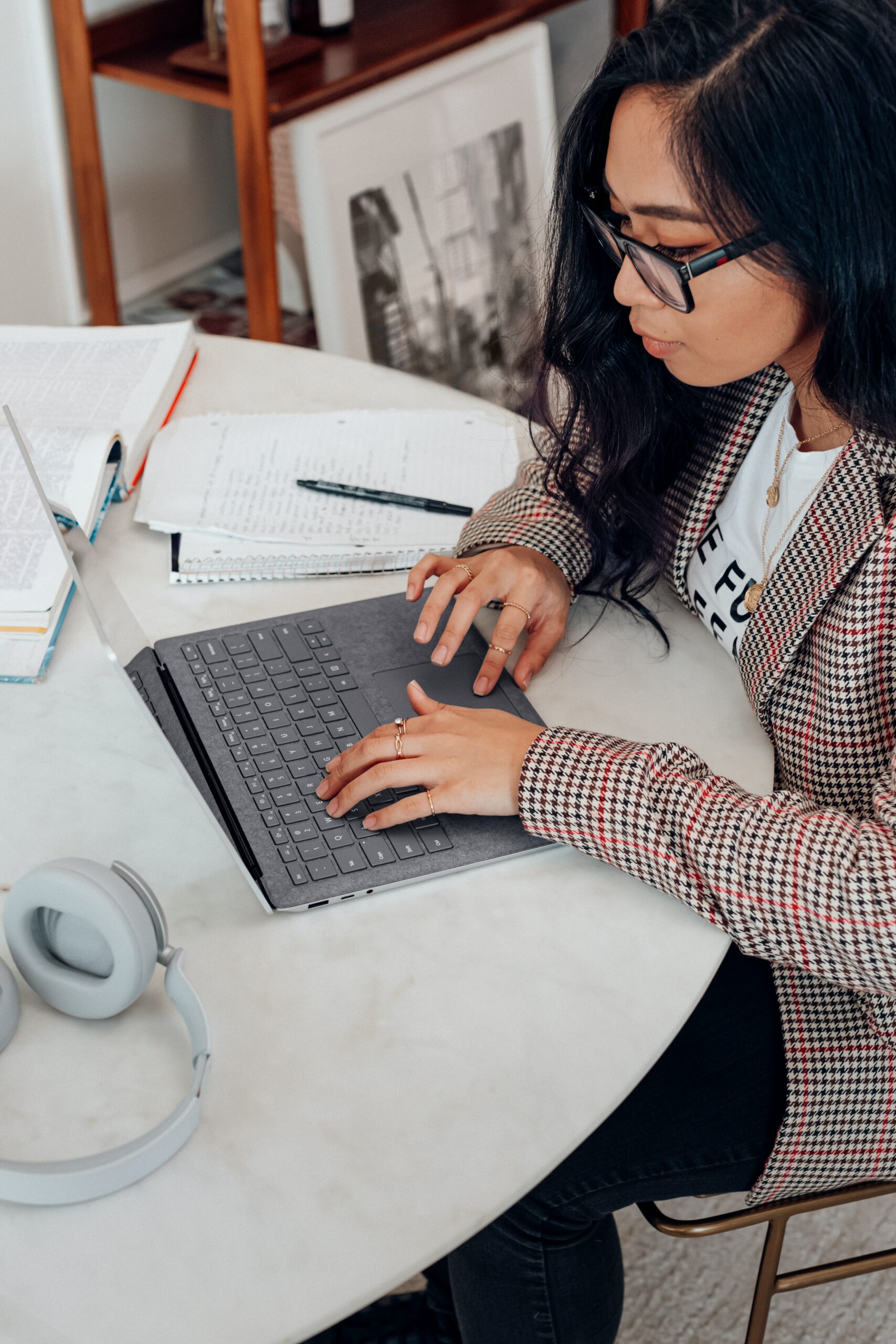 Woman using computer